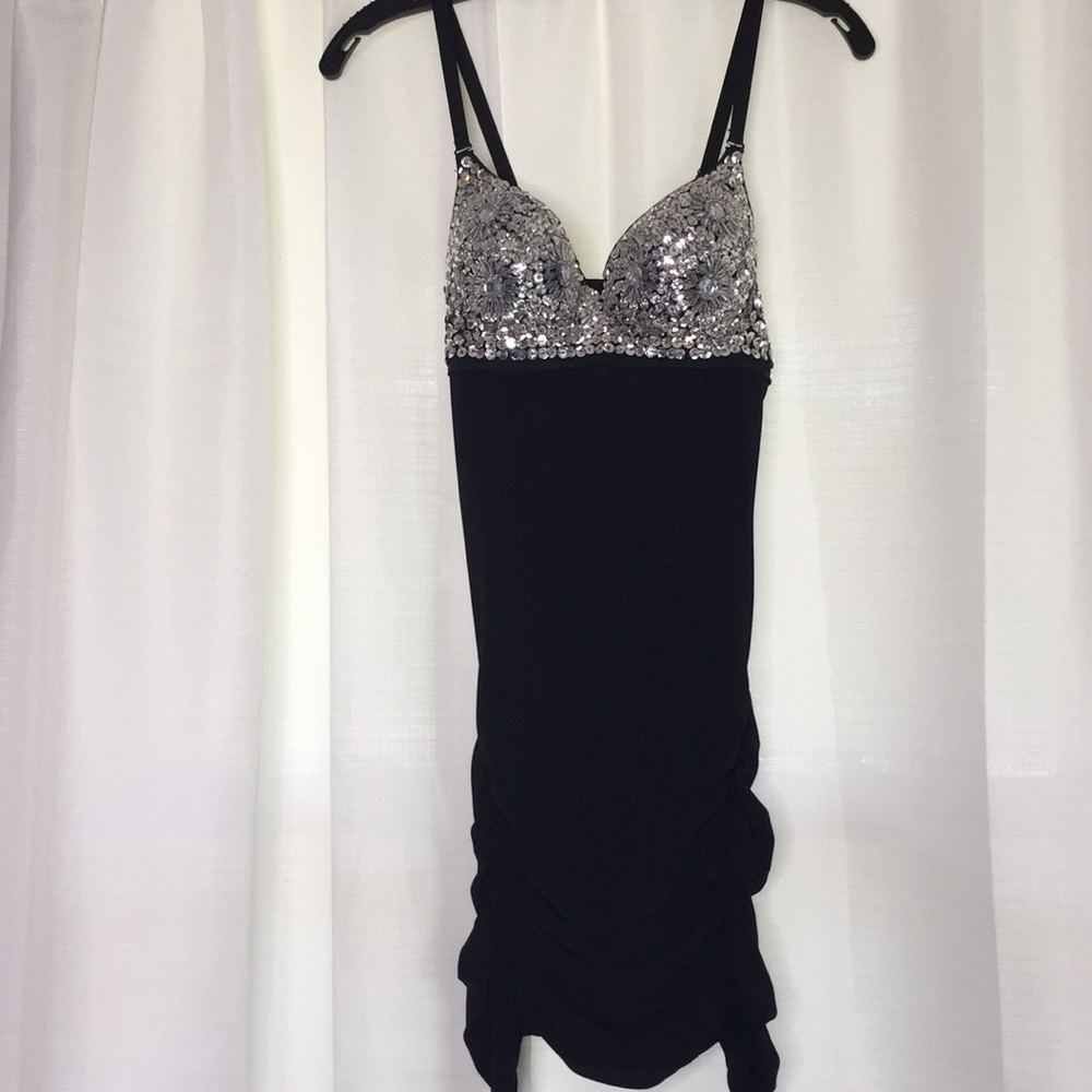Black sequin mini dress